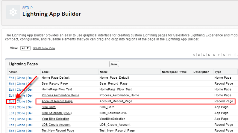 Lightning App Builder - Edit Account Record Page